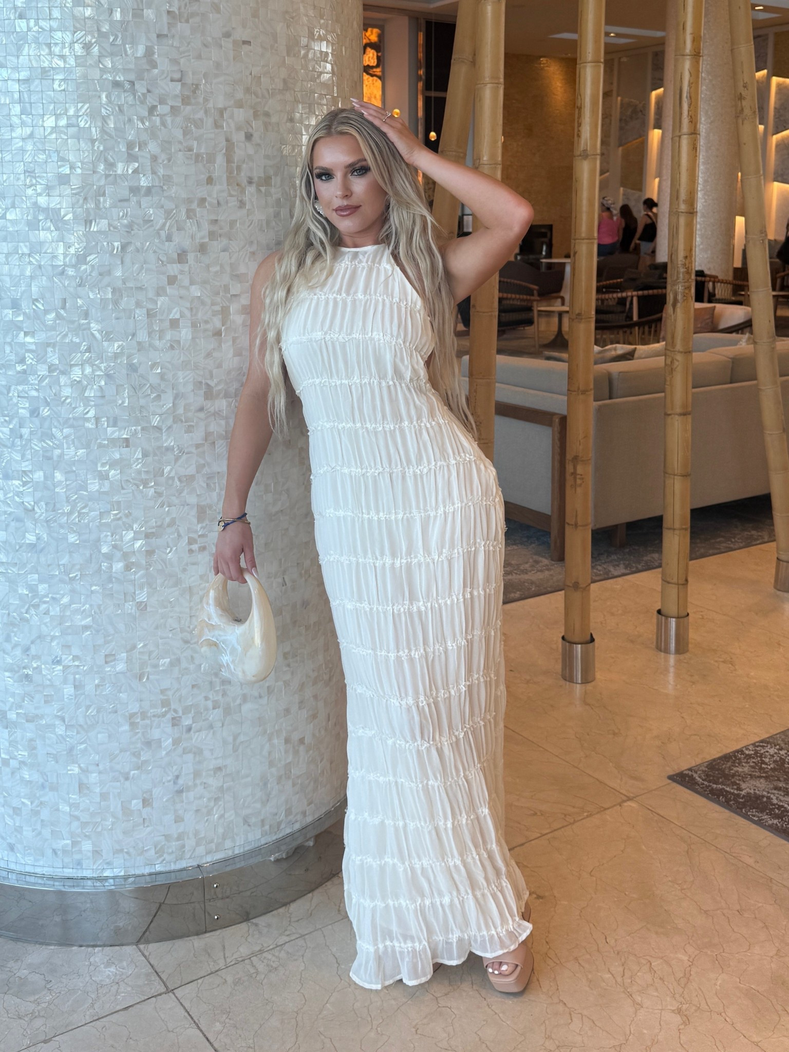 White halter maxi dress beachy vacation bachelorette bridal party engagement 

#LTKWedding #LTKTravel #LTKStyleTip