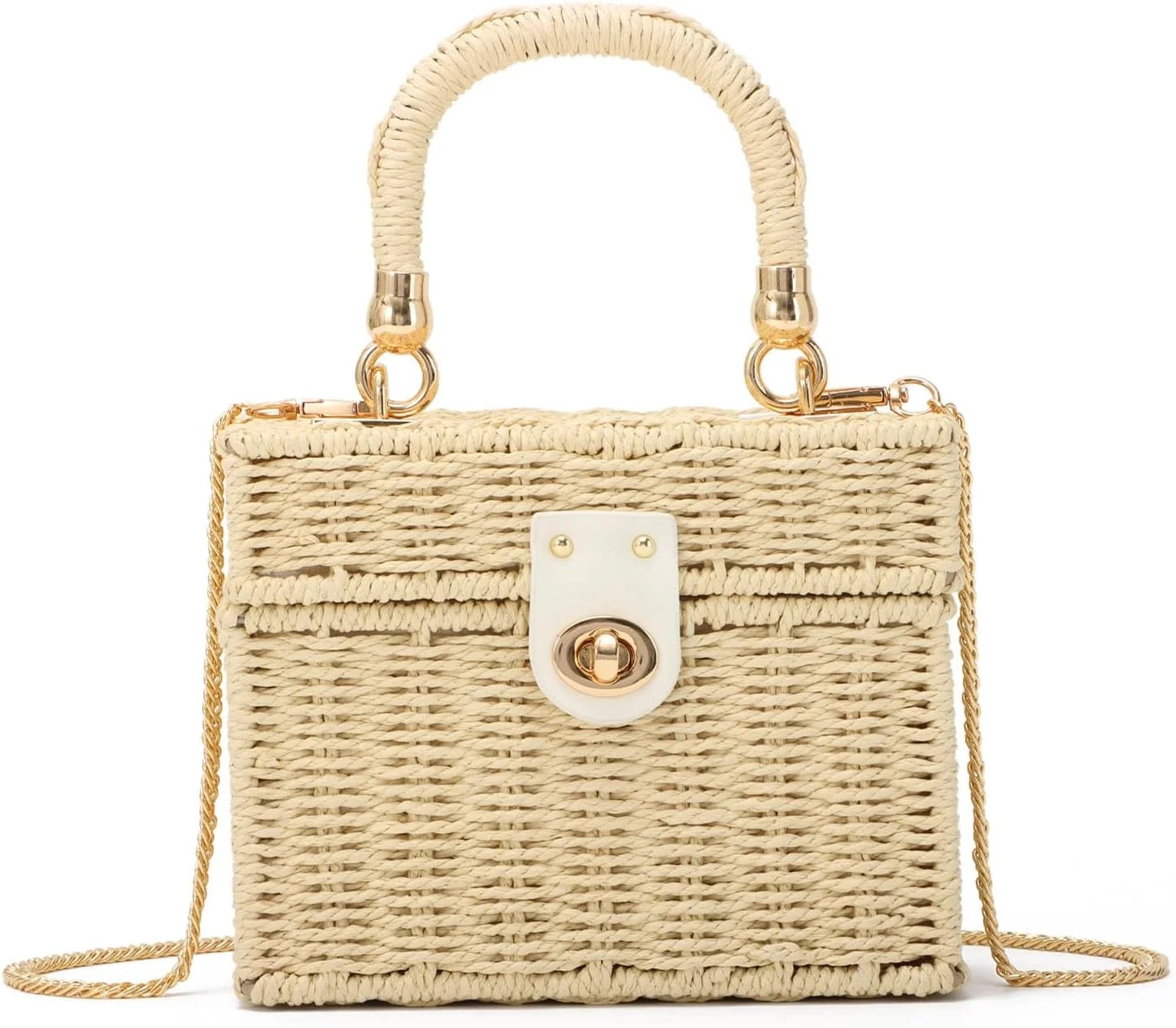 Esunarty Derby Women’s Rattan & Straw Tote Bag, Beige | Walmart (US)