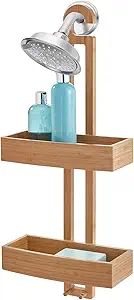 iDesign Formbu Bamboo Hanging Shower Caddy for Shampoo, Conditioner, and Soap with Hooks for Razo... | Amazon (US)