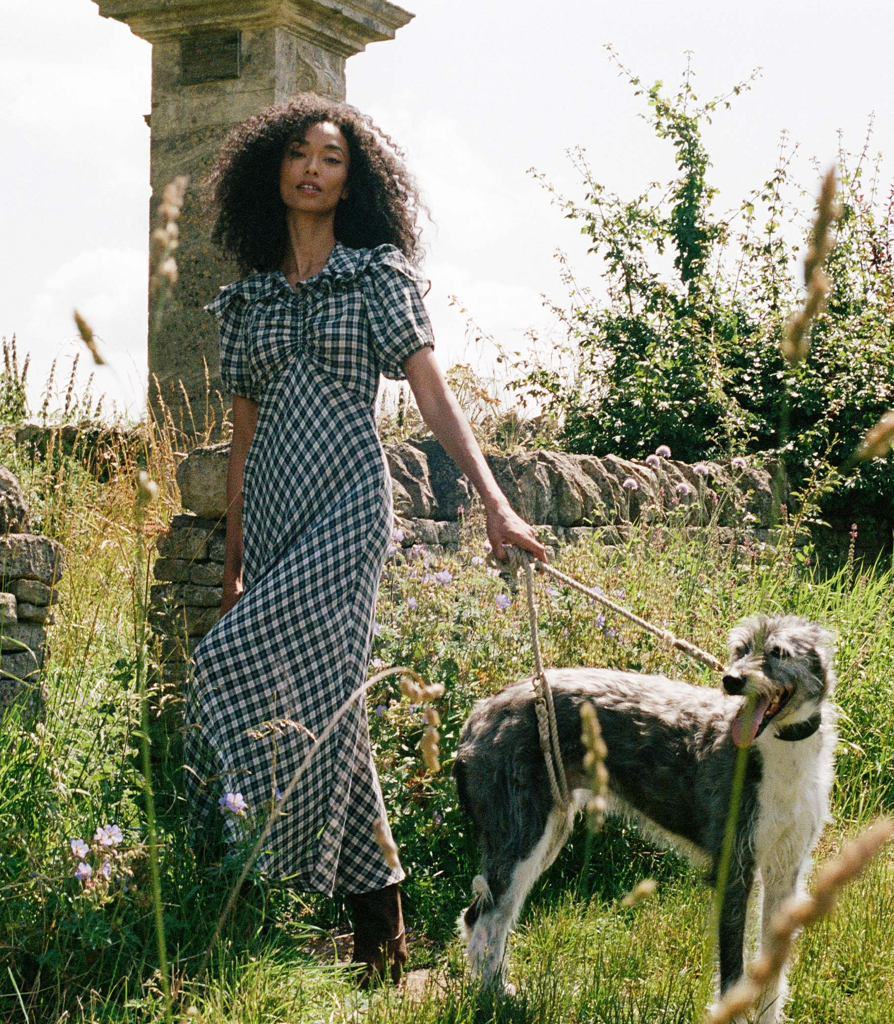 Gwyneira Dress - Navy Countryside Plaid | DÔEN | DOEN