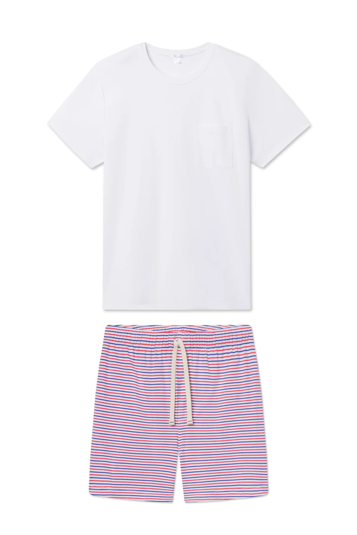 Men's Pima Sleep Shorts Set in Cobalt Surf Stripe | Lake Pajamas