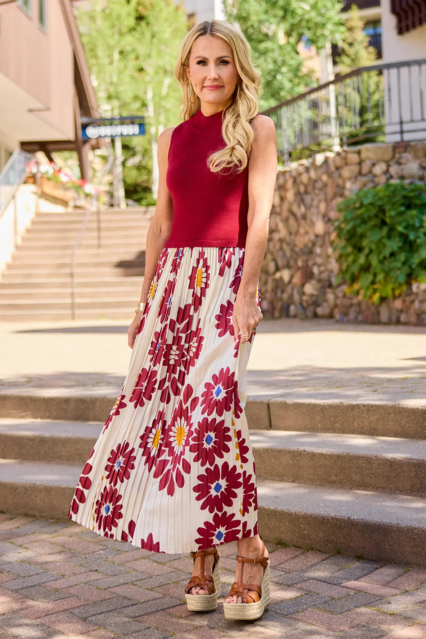 Marcia Burgundy Midi Dress | Avara