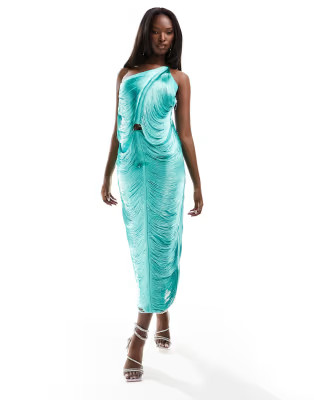 Rare London fringe midi skirt in turquoise - part of a set | ASOS (Global)