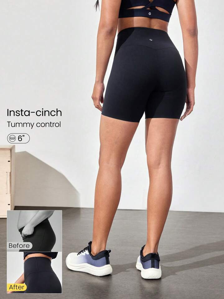 GLOWMODE 6" FeatherFit™-Sculpt Ready Set Run Butt-Lifting Tummy Control Active Biker Shorts Medium Impact Running Jogging Training Gym Workout | SHEIN