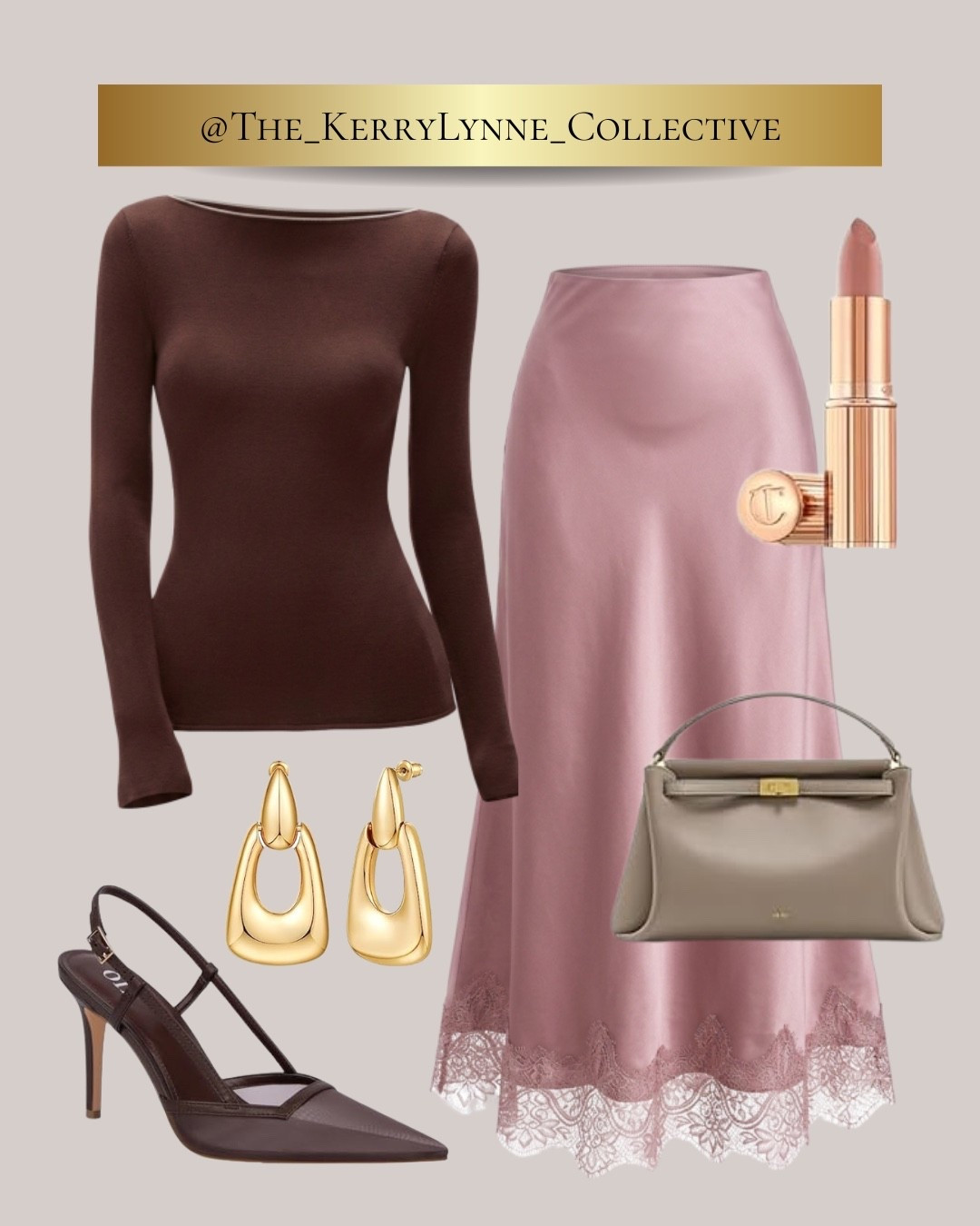 The Rosewood Edit 🌹🤎

Chocolate brown meets dusty rose, and I’m officially ready for fall. There’s something about this color combination that feels soft, romantic and quietly luxe.

A sleek chocolate knit paired with a lace-trim satin skirt, pointed slingbacks, sculptural gold earrings and the prettiest neutral bag. And of course, a rosy nude lip to pull it all together. ✨

This is the kind of look I’d wear for date night, dinner, cocktails or a fall event—elevated without feeling overdone.

Everything you need to recreate the look is linked.
Comment SHOP for links! 🤎🌹

#LTKStyle #FallStyle #FallOutfit

#LTKgrwm #LTKootd