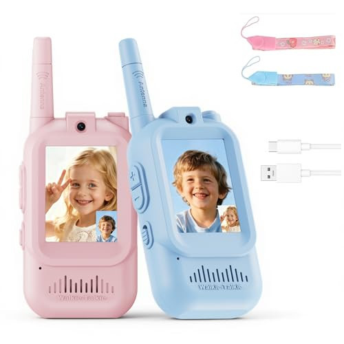 Video Walkie Talkies for Kids, 2 Pack Rechargeable Kids Video Walkie Talkies with Camera, Facetime Walkie Talkie for Indoor Outdoor Games, Camping, Hiking for Boys Girls Ages 3-12 | Amazon (US)