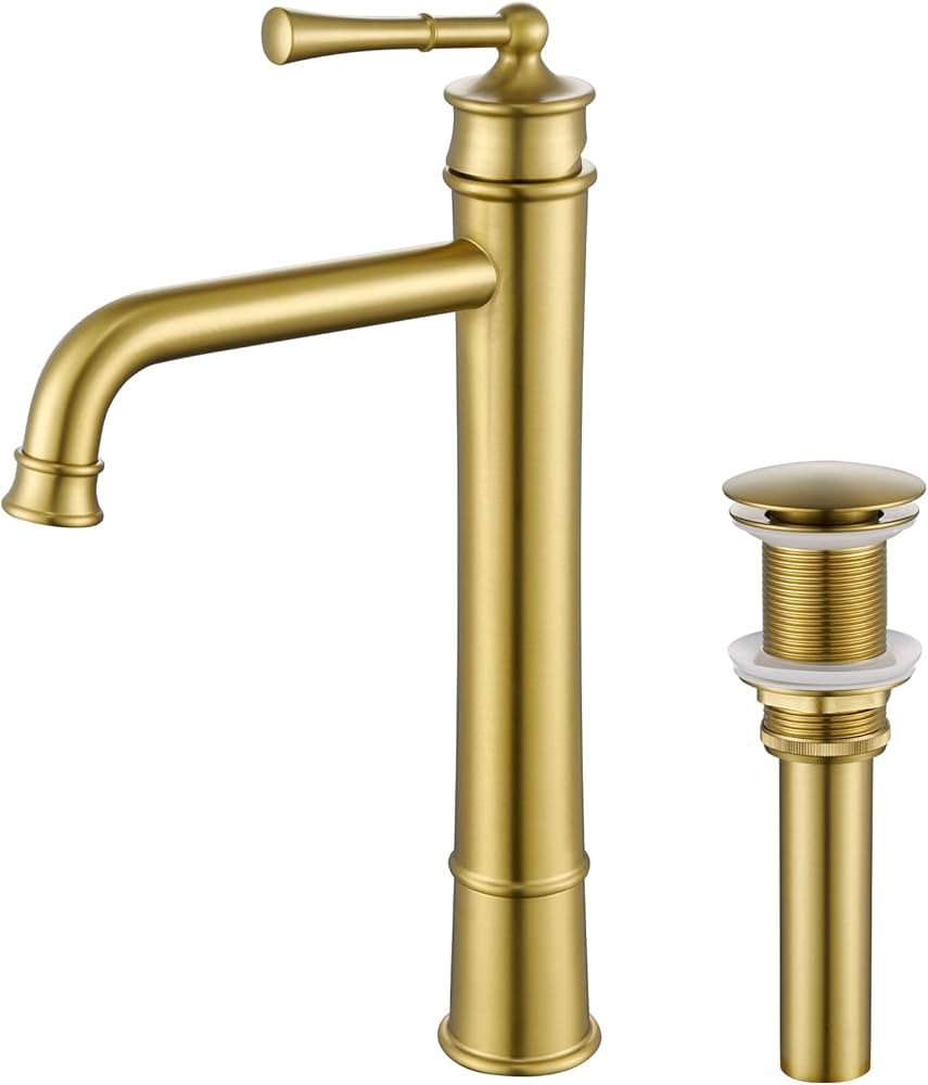 Hangoro Bathroom Faucet, Brush Gold Vessel Faucets for Bathroom Sink, Rough-in Valve & Brass Pop ... | Amazon (US)