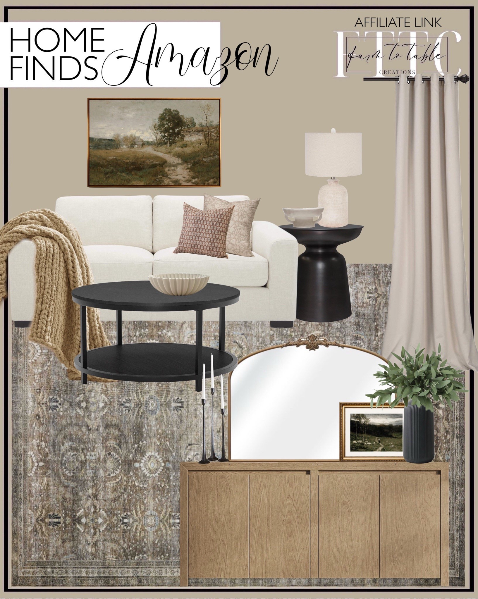 Amazon Home Finds. Follow @farmtotablecreations on Instagram for more inspiration.

Amazon Brand - Stone & Beam Westview Love Seats, 76'' Loveseat, Cream. Black Chandelier, 6-Light Farmhouse Chandelier for Dining Room Lighting Fixtures Hanging, Dining Light Fixtures Industrial Modern Chandelier for Bedroom, Foyer, Hall, Kitchen, Living Room and Entryway. Maven Lane Iris Contemporary Large Wooden Sideboard, Accent Buffet Server Table with Doors for Kitchen or Living Room in Refined Grey Finish. Loloi LAYLA Collection, LAY-13, Antique/Moss, 7'-6" x 9'-6", 13" Thick, Area Rug. Lush Decor Insulated Grommet Blackout Window Curtain Panels. Rustic Industrial 35.8" Round Coffee Table with Storage Shelf and Sturdy Metal Legs. SIMPLIHOME Toby Modern Industrial 17 inch Wide Metal Accent Side Table. Wall Mirror Window Decorative Traditional Vintage Ornate Baroque Mirror. InSimSea Golden Framed Vintage Canvas Wall Art. Iron Taper Candle Holder. Vintage Gold Framed Wall Art. ANNIE&PANDA 3 Pack Faux Real Touch Artificial Eucalyptus Stems. Ceramic Vase in Nordic Style, Deco Vase Large. Floral Pillow Covers. Nourison 24" White Washed Terracotta Farmhouse Textured Table Lamp for Bedside Table. Large Decorative Bowl. Creative Co-Op Stoneware Bowl w Reactive Glaze, White. Amazon Home Finds. Amazon Living Room. Amazon Prime Day. Coffee Table. Affordable Couch. 



#LTKFindsUnder50 #LTKHome #LTKSaleAlert
