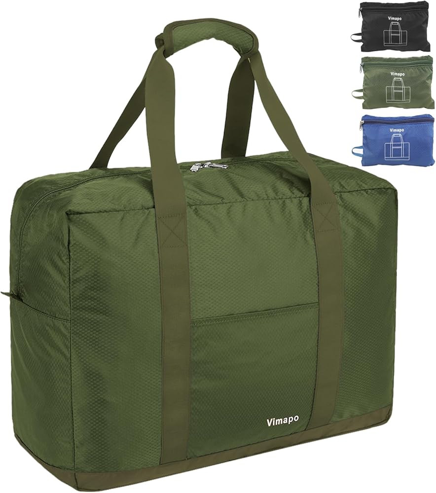 Foldable Travel Duffle Bag with Trolley Sleeve 40L - 18x14x8 inches Airline Underseat Lightweight... | Amazon (US)