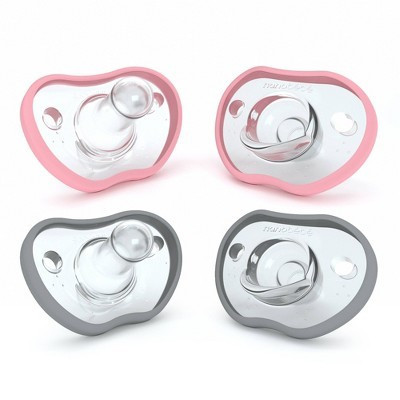 nanobebe Flexy Silicone Pacifier 0-3 Months - Pink/Gray - 4pk: Vents for Air Circulation, Soft Nipple, Lightweight Design, BPA-Free | Target