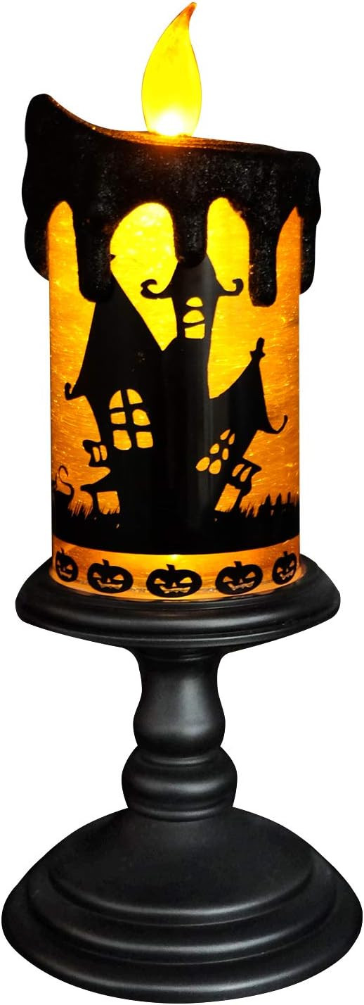 Eldnacele Halloween Snow Globe Candles Lighted Lamp, Battery Operated Spooky Spinning Water Glitt... | Amazon (US)