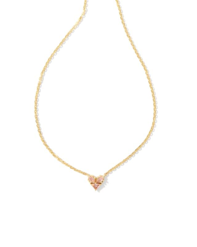 Katy Gold Heart Short Pendant Necklace in Pink Glass | Kendra Scott | Kendra Scott