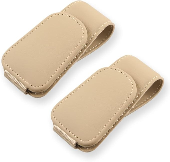 2Pcs Sunglass Holder for Car, Magnetic Leather Eyeglass Hanger Clip for Car Sun Visor, Sunglasses... | Amazon (US)