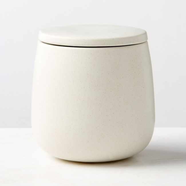 Mori Matte Beige Rounded Canister Medium | CB2