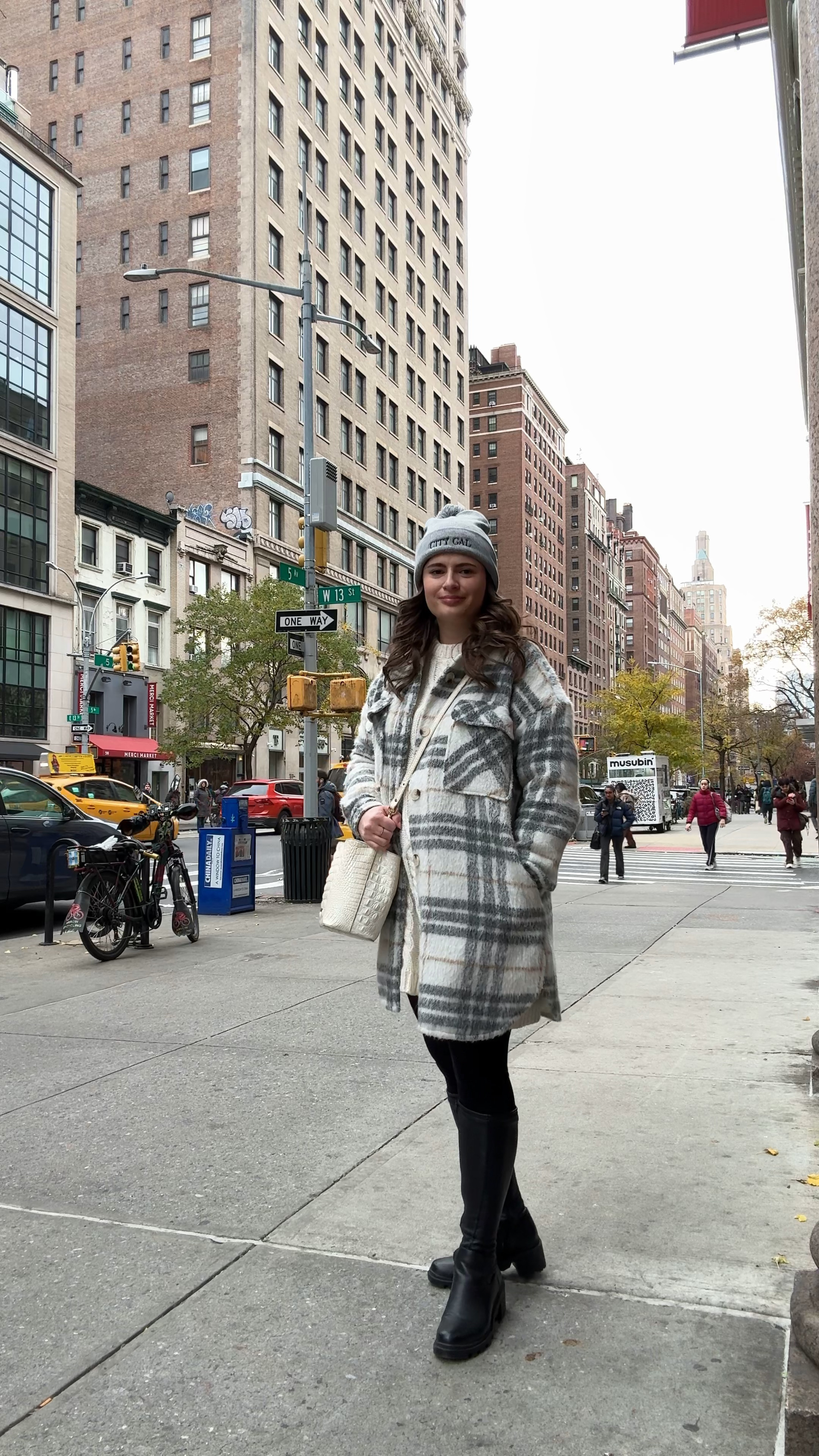 Out for a casual coffee meeting today in NYC! Wearing a white sweater dress and a shacket with a pair of tights and knee high boots. Linked some similar items!

#LTKFindsUnder100 #LTKSeasonal #LTKStyleTip