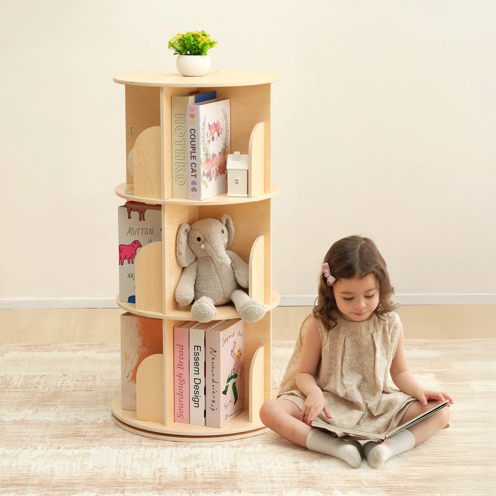 Rotating Bookshelf, Small Footprint, Large Capacity Corner Bookcase | Wayfair North America