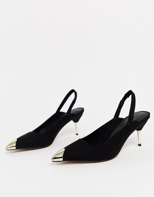 ASOS DESIGN Sascha slingback kitten heels in black | ASOS | ASOS US