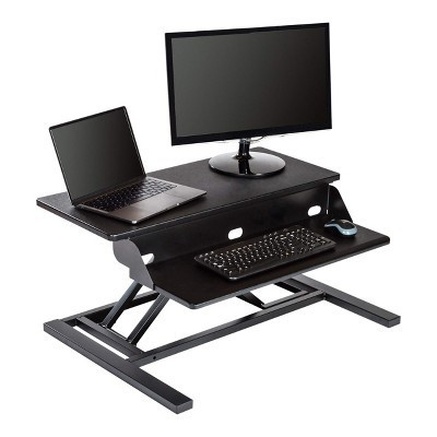 Stand Up Desk Store AirRise Pro Two Tier Standing Desk Converter Monitor Stand with Built-In Keyboard Tray (Black, 32" Wide) | Target