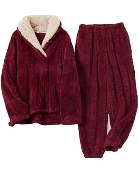 Tanming Womens Fluffy Pajamas Set Fleece Pullover Pants Plush Loungewear Sleepwear | Amazon (US)