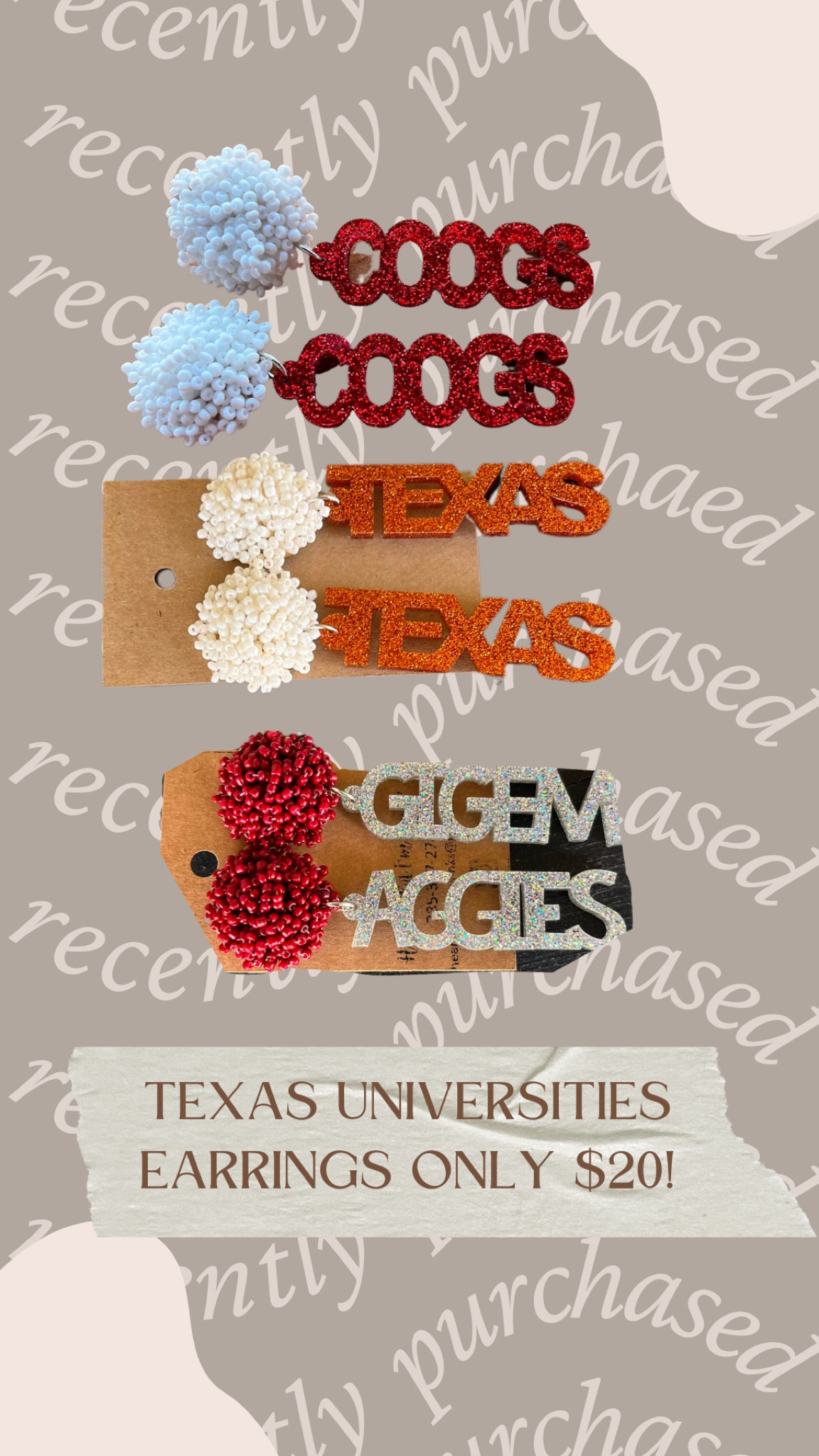 Game day earrings for $20!

Found tons of schools from Texas and other states!

game day earrings, game day outfit, game day accessories

#LTKunder50 #LTKstyletip #LTKU