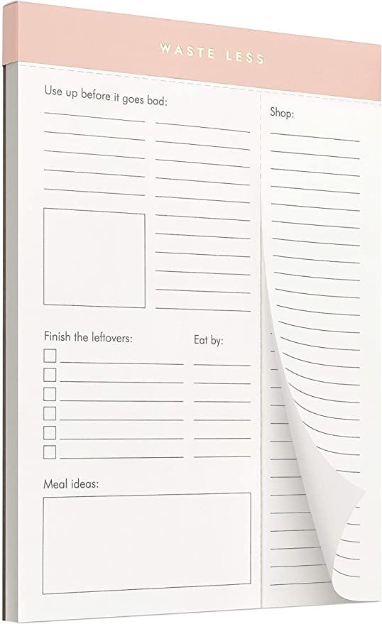 Waste Less - Track Perishables - Reduce Food Waste. Magnetic Meal Planner Pad & Grocery List, 52 ... | Amazon (US)