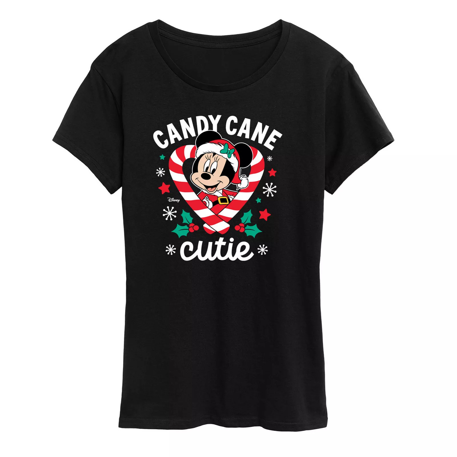 Disney's Minnie Mouse Women's ""Candy Cane Cutie"" Christmas Graphic Tee, Girl's, Size: XXL, Black | Kohl's