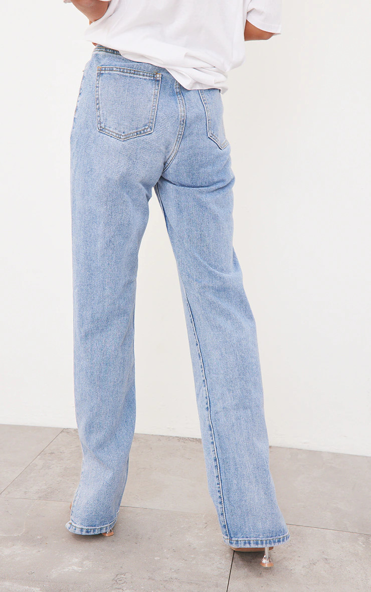 Light Blue Wash Long Leg Split Hem Jeans | Pretty Little Thing (Australia & New Zealand)