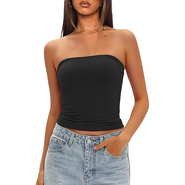 SUUKSESS Women Sexy Tube Top Summer Y2K Going Out Double Lined Basic Tank Top | Amazon (US)