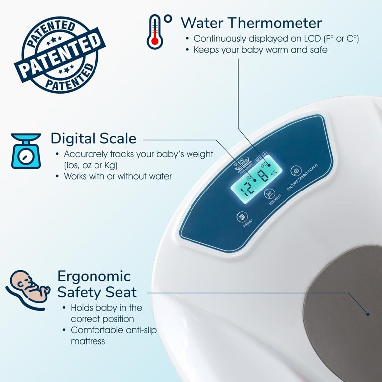 Baby Patent AquaScale Baby Bath Tub - 0-24m - GEN 3 - with Thermometer & Scale | Bathtub for Newb... | Walmart (US)