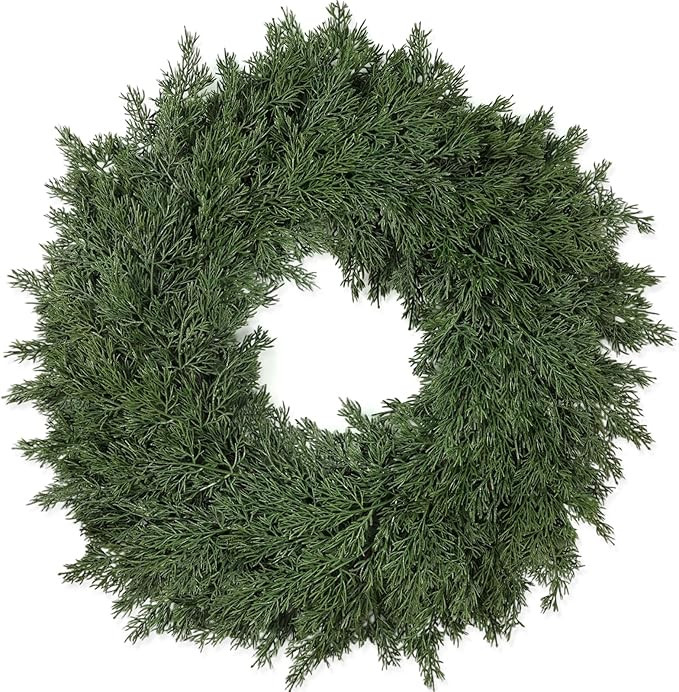 26" Real Touch Christmas Cedar Wreath, Christmas Wreaths for Front Door, Realistic Pine Wreath, L... | Amazon (US)