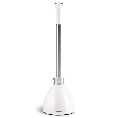 simplehuman Toilet Plunger with Magnetic Caddy Holder - White Steel: Durable Rubber, Sleek Design... | Target