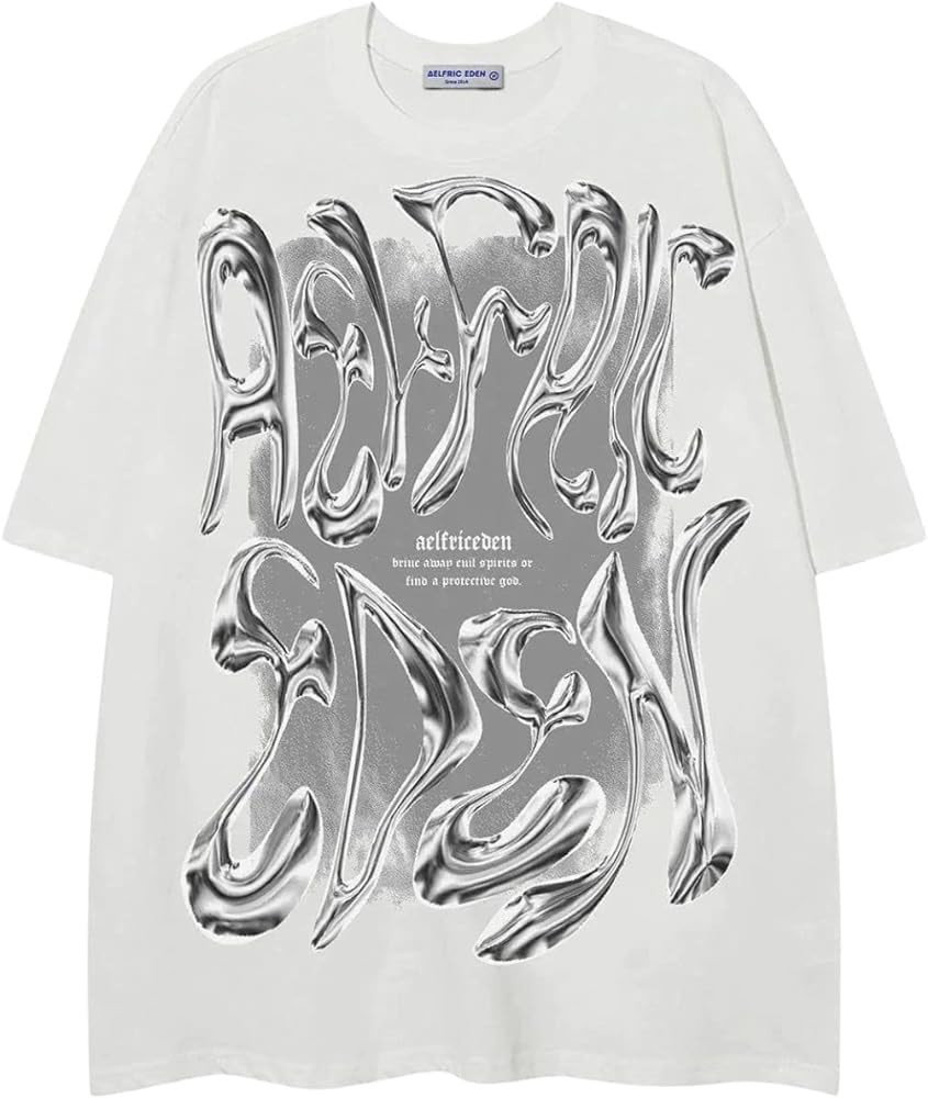 Aelfric Eden Metalic Graphic Tees Men Y2k Oversized T Shirts Women Vintage Tees Unisex Summer Top... | Amazon (US)