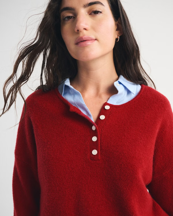Merino Wool-Blend Henley Sweater | Abercrombie & Fitch (US)