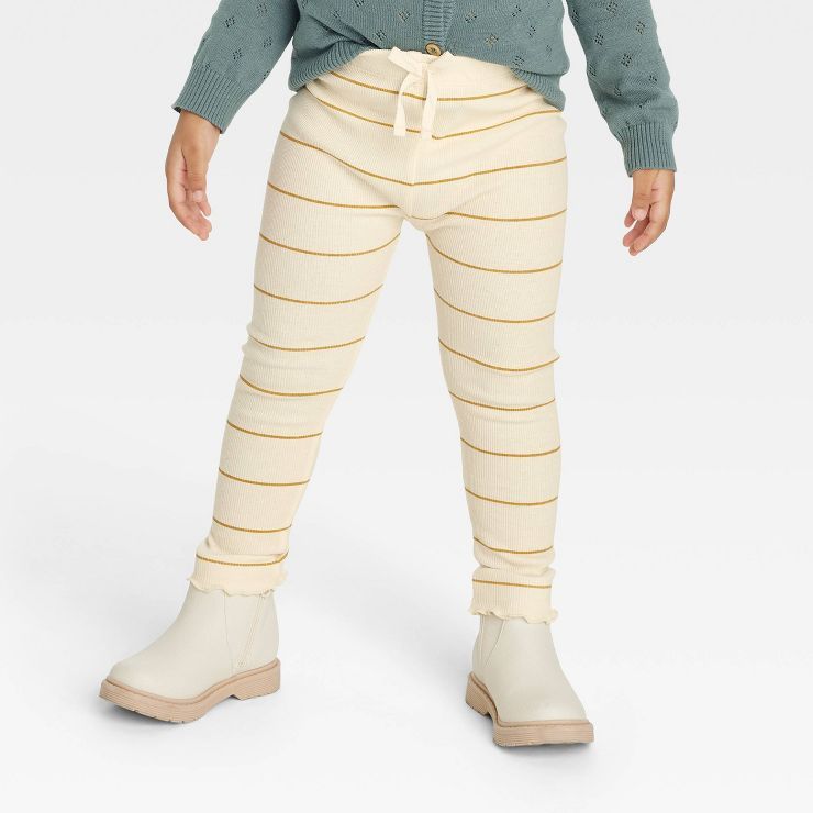 Grayson Collective Toddler Girls' Striped Ribbed Leggings - White | Target