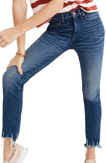 Women's Madewell Destructed Hem High Waist Crop Skinny Jeans | Nordstrom