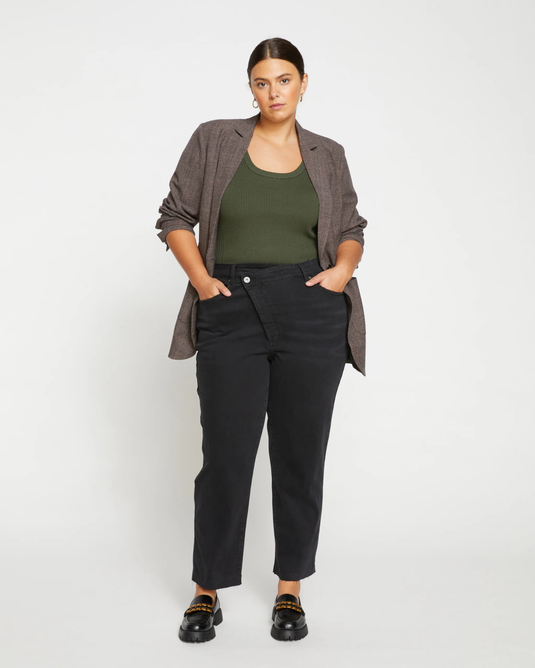 Katie High Rise Crossover Jeans - Broken Black | Universal Standard