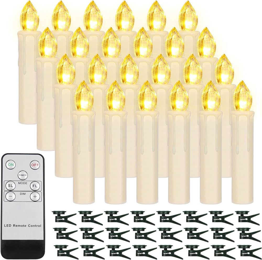 24PCS LED Flameless Taper Candles Flickering with Remote Timer, Battery Operated Waterproof Chris... | Amazon (US)