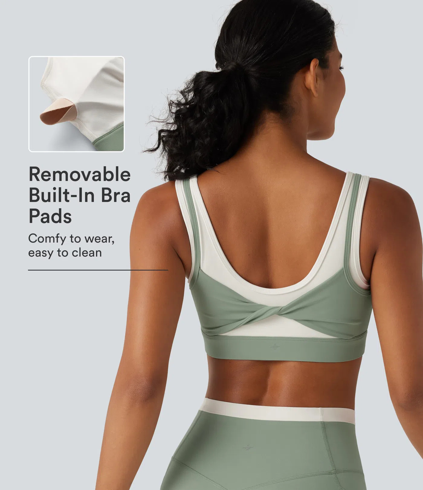 Halara UltraSculpt™ Medium Support U Neck Built-in Bra Twisted Color Block Yoga Sports Bra | HALARA
