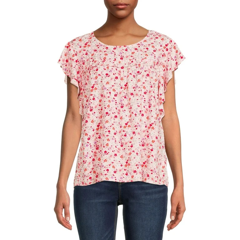 Time and Tru Women’s Flutter Sleeve Top | Walmart (US)