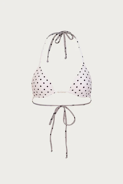 Beaded Triangle Top (Cream Black Polka Dot) | SAME