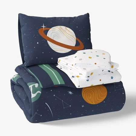 Mainstays Kids Planets Reversible Comforter Set with Sheets, Twin, 5 Pieces | Walmart (US)