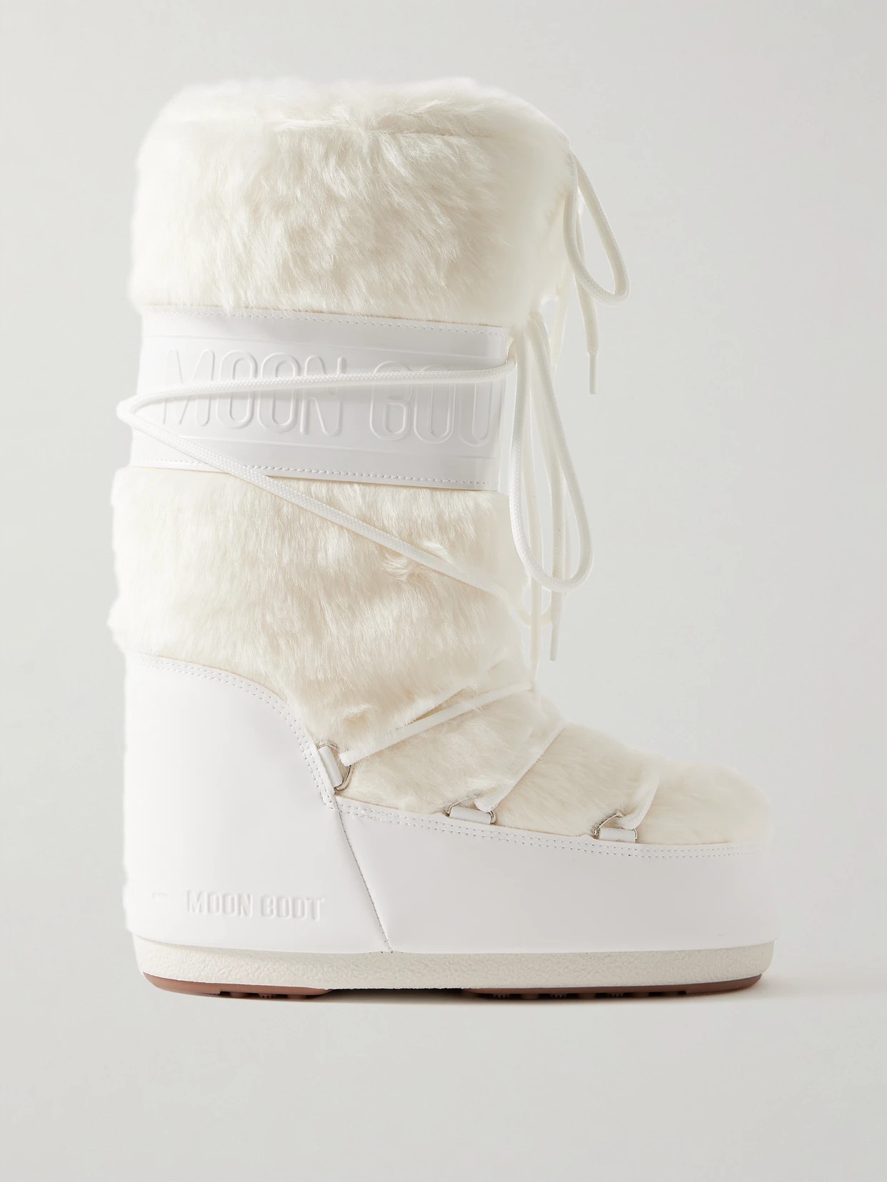 Moon Boot - Icon Faux Fur And Faux Leather Snow Boots - White | NET-A-PORTER (US)