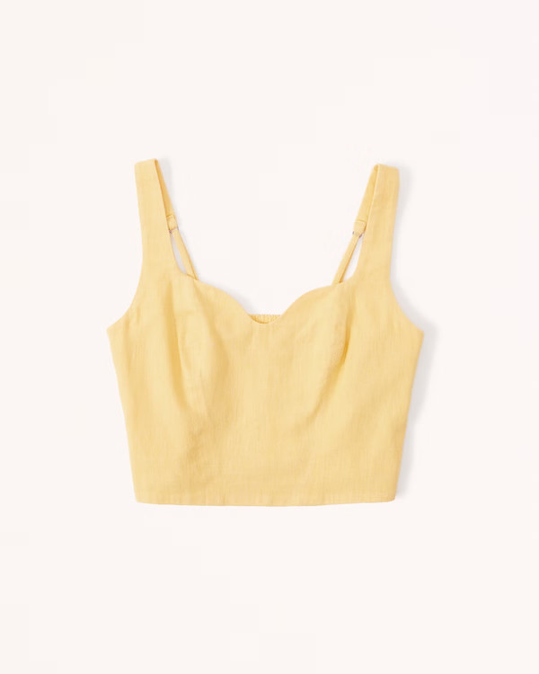 Linen-Blend Notch-Neck Set Top | Abercrombie & Fitch (US)