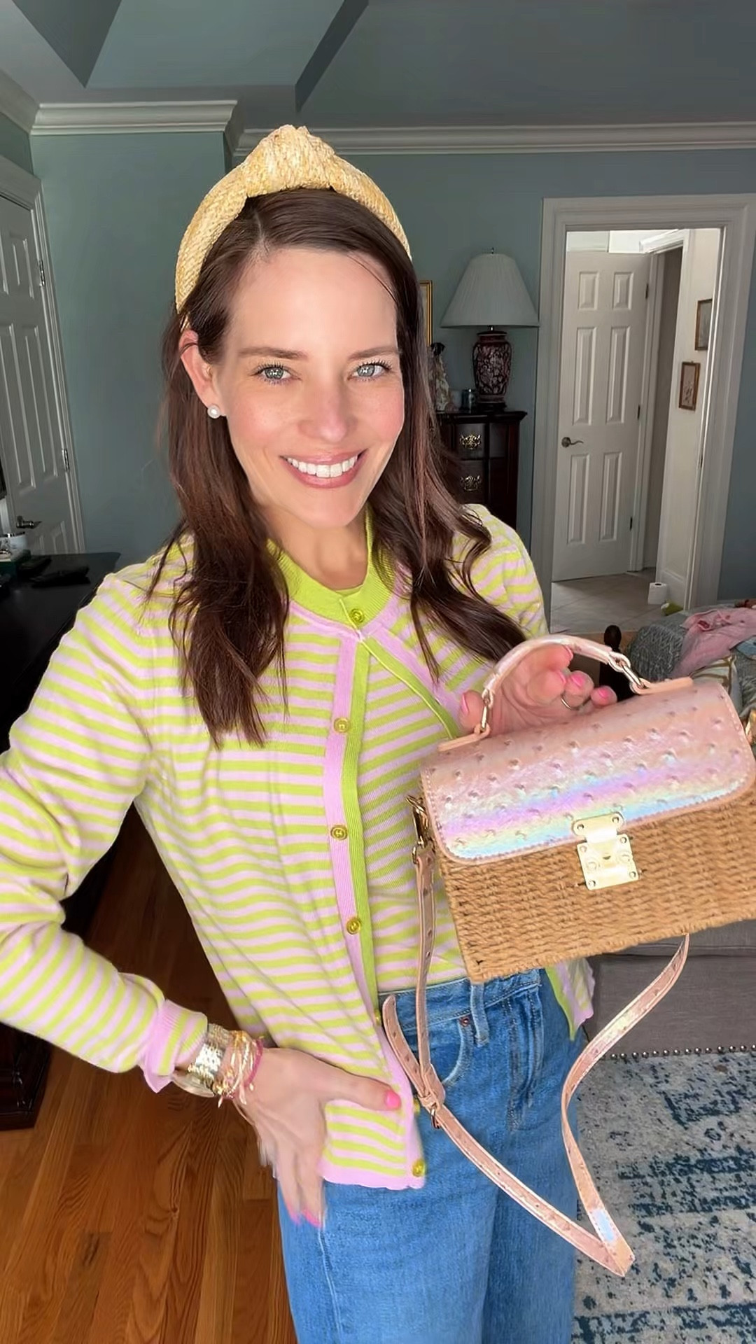 Pink & Green Preppy Cardigan Set 💚💗

This color combo had me instantly sold 😍💗💚 The striped cardigan + matching tank is such a cute, easy set that looks styled without any effort. I paired it with high-waisted wide-leg jeans for a flattering fit and added raffia accessories for that spring-to-summer feel 🌿✨

The straw bag and headband pull everything together and make it perfect for brunch, shopping days, or casual outings ☀️

preppy outfit ideas, pink and green outfit, striped cardigan outfit, casual chic style, wide leg jeans outfit, spring summer transition outfit, raffia accessories, feminine everyday style

#LTKootd #LTKOver40 #LTKPetite