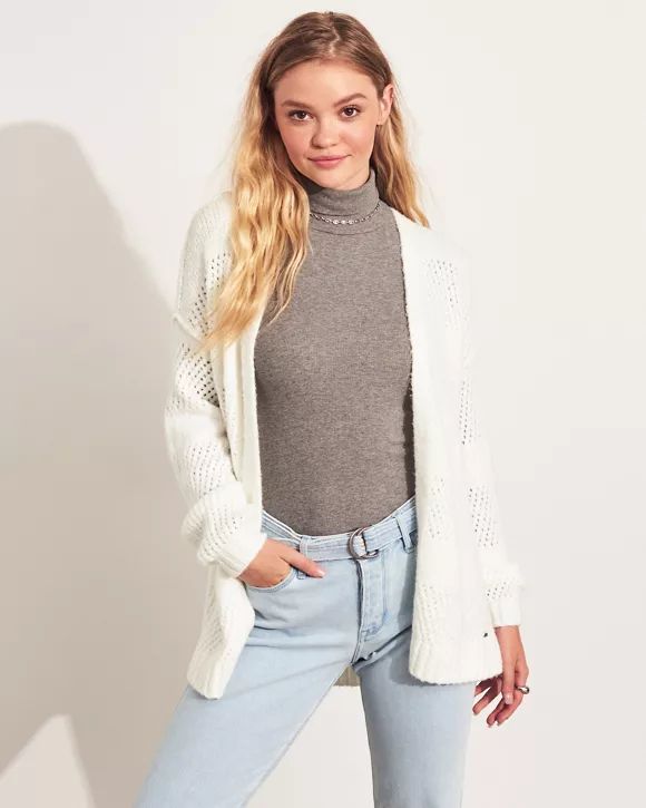 Oversized Open-Stitch Cardigan | Hollister US