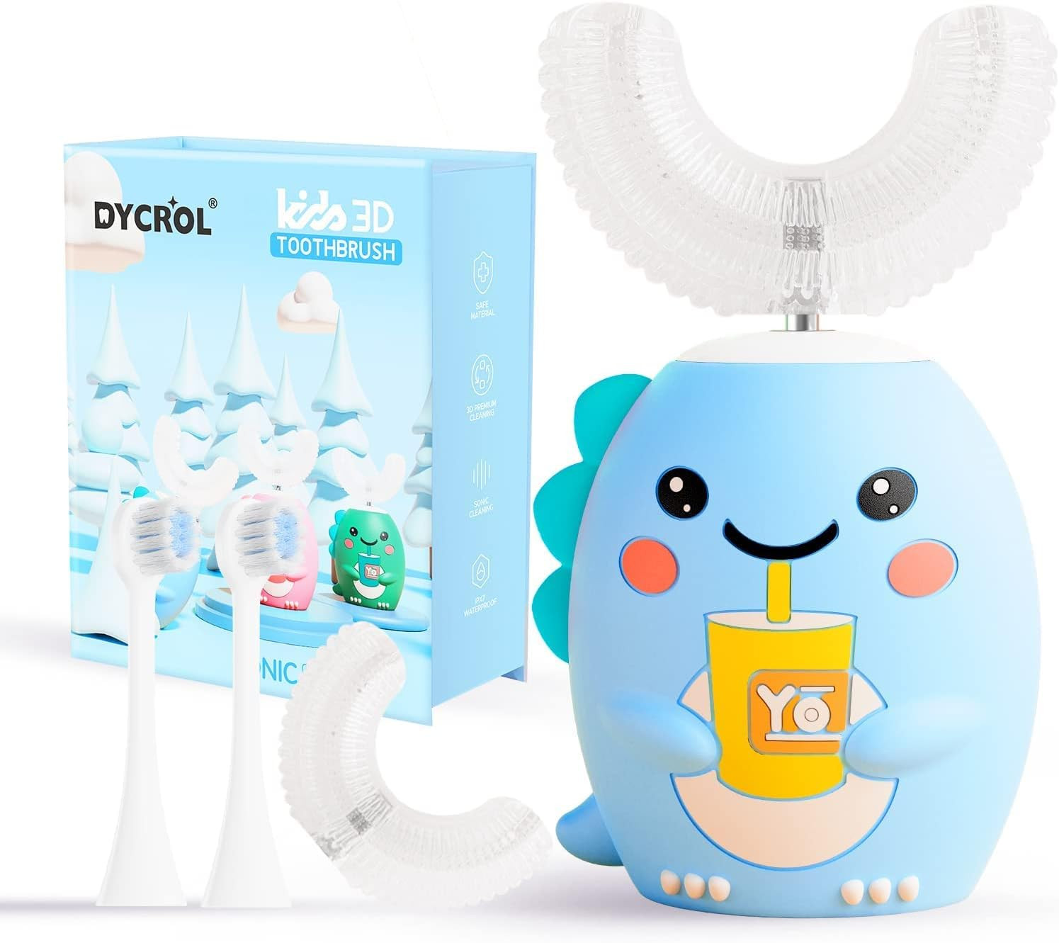 DYCROL Kids U Shaped Electric Toothbrush with 4 Brush Heads, Sonic Toothbrush Kids with 5 Modes, ... | Amazon (US)