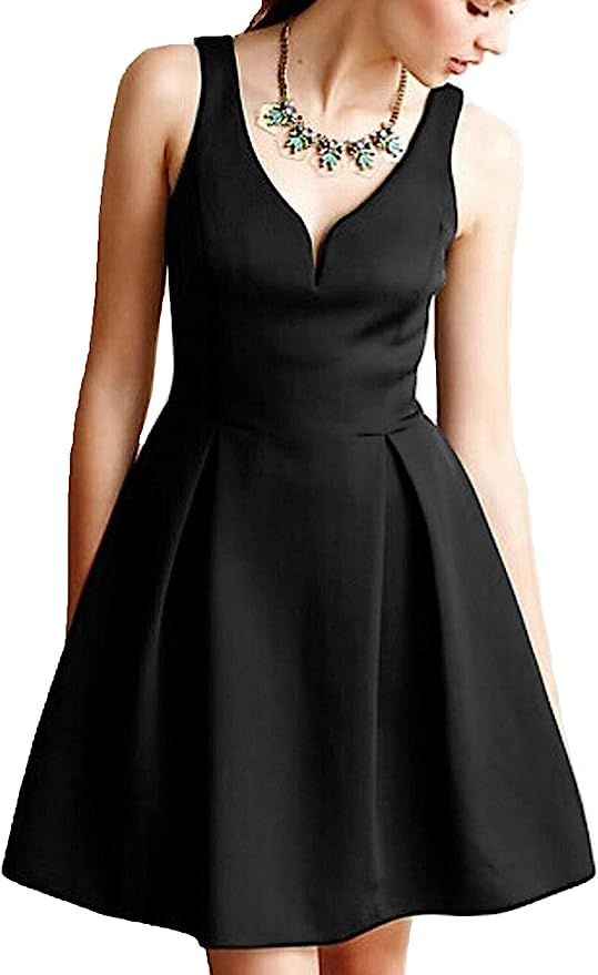 oxiuly Women's Sleeveless V Neck Casual Mini Dress Graduation Dinner Gowns Party Cocktail Dresses... | Amazon (US)