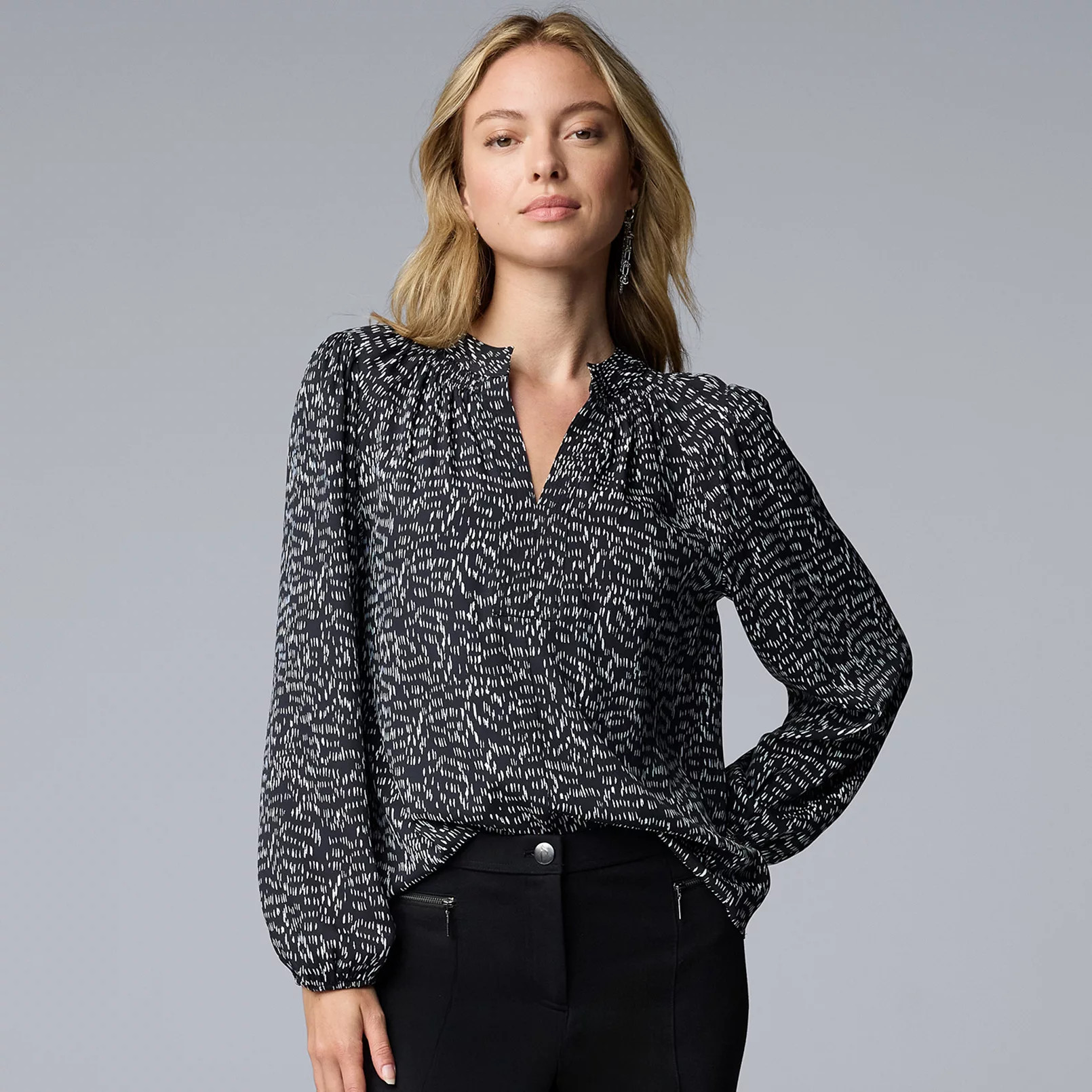 Women's Simply Vera Vera Wang Smocked Neck Blouse | Kohl's