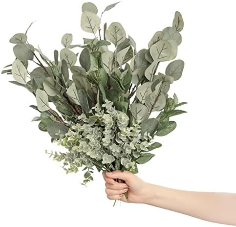 Ling's moment Artificial Eucalyptus Greenery Stems, 19pcs with 3 Kind of Filler Greenery Silver D... | Amazon (US)