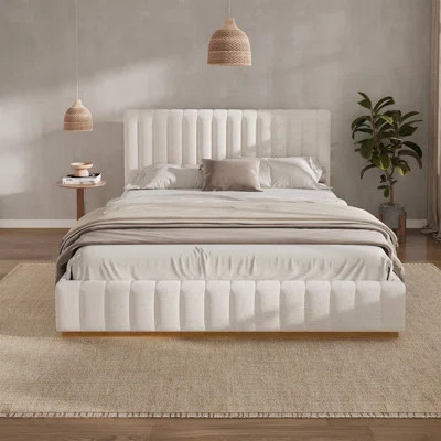 Bed Frame With Linen Upholstered Thick Headboard | Wayfair North America